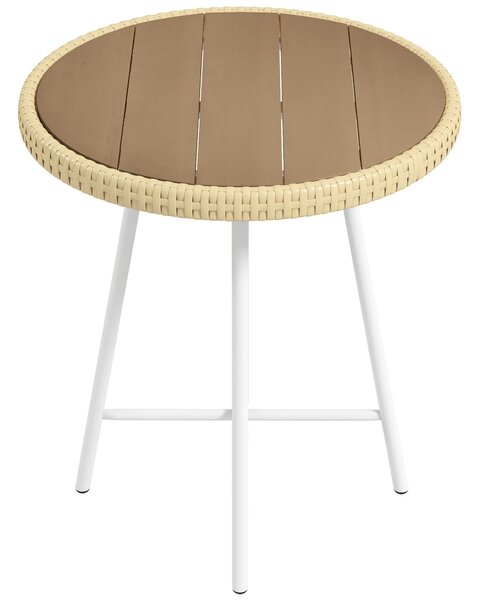Tavolino da Giardino Moderno 50x50x55 cm in Rattan e Acciaio Nero