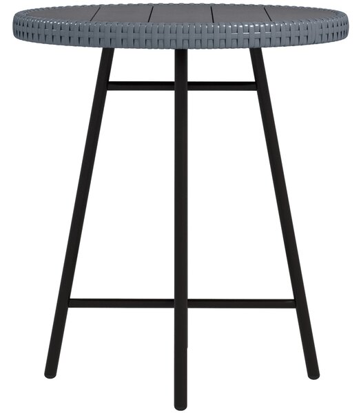Tavolino da Giardino Moderno 50x50x55 cm in Rattan e Acciaio Grigio e Nero