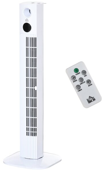 Ventilatore a Torre 45W a 3 Modalità e 3 Velocità con Timer da 12h 31.5x31.5x96 cm in ABS Bianco