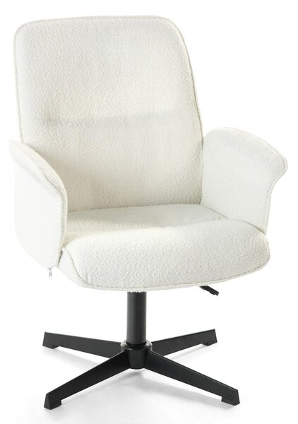 Meubles Cosy: sedia girevole ergonomica regolabile con braccioli in tessuto bouclé bianco – THOMASINA