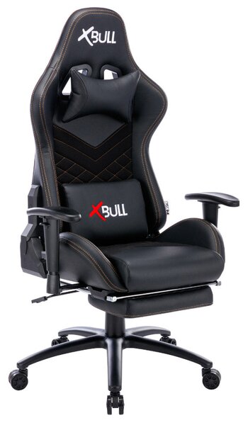 Sedia Gaming da Ufficio 68x55x129/139 cm con Poggiapiedi e Supporto Lombare Nera
