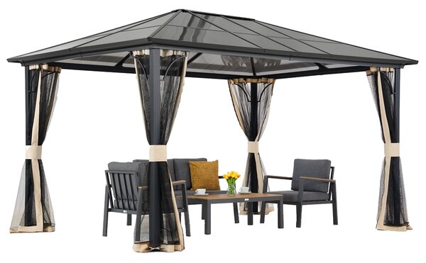 Gazebo moderno da giardino Santiago 3x3,6m con zanzariera Garden Point beige