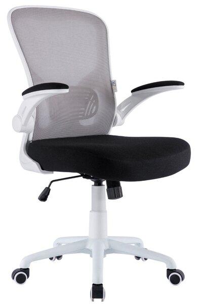 Sedia Operativa da Ufficio 62x63x105 cm Ergonomica con Braccioli Pieghevoli Bianco