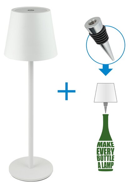 Lampada da tavolo Led touch Alba Bianca 1,2W portatile e da bottiglia a batteria ricaricabile USB Novaline