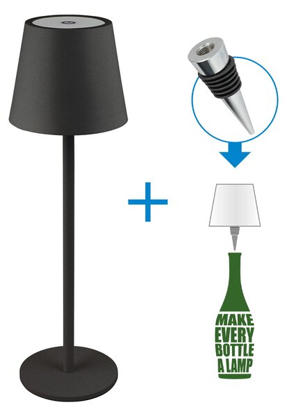 Lampada da tavolo Led touch Alba Nera 1,2W portatile e da bottiglia a batteria ricaricabile USB Novaline