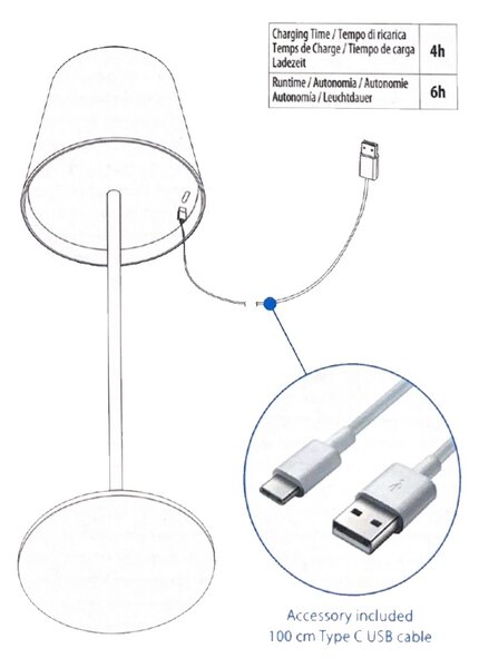 Lampada da tavolo Led touch Alba Bianca 1,2W portatile e da bottiglia a batteria ricaricabile USB Novaline