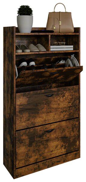 Scarpiera Salvaspazio 3 Ante a Ribalta 60x24x120h cm in Melaminico Industrial