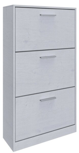 Scarpiera Salvaspazio 3 Ante a Ribalta 60x24x120h cm in Melaminico Bianca