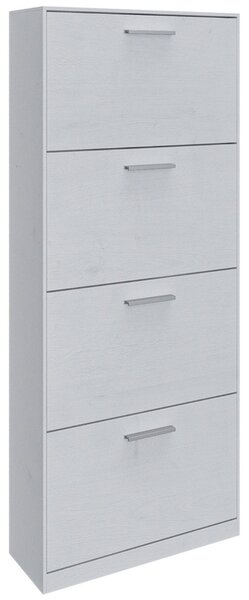 Scarpiera Salvaspazio 4 Ante a Ribalta 63x24x150h cm in Melaminico Bianco Cemento