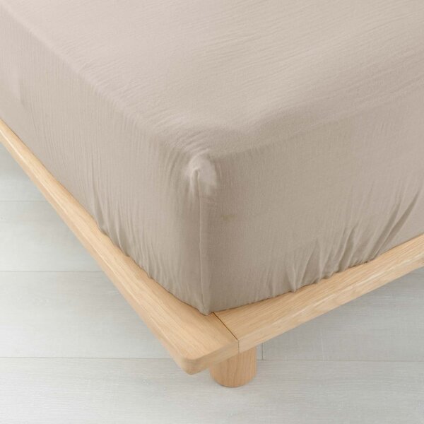 Telo di mussola elasticizzato beige 160x200 cm Angelia - douceur d'intérieur