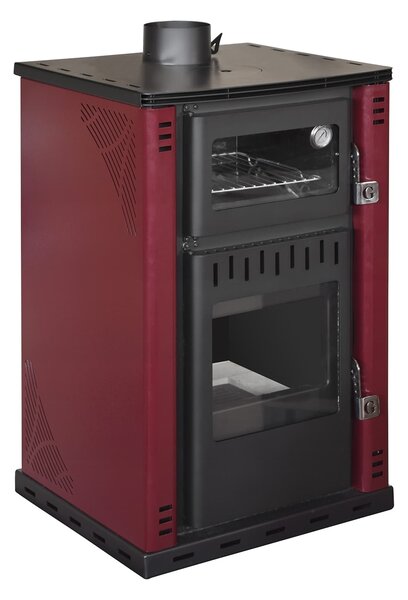 Stufa a Legna con Forno 62x59xH102 cm 27,6Kw Elsa Rossa