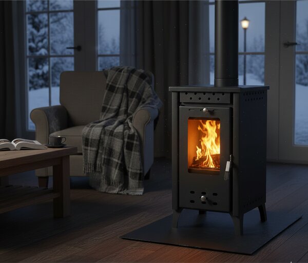 Stufa a Legna 33x38,5xh74 cm 7,7 Kw Matilde Nera