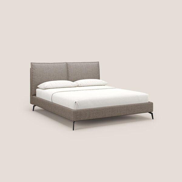 Cloe letto imbottito con piedi in metallo sfoderabile in tessuto fiamm