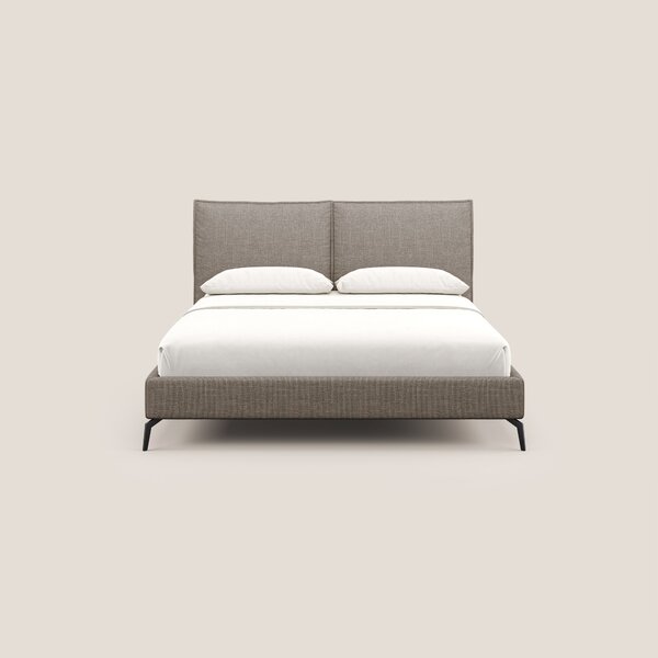 Cloe letto imbottito con piedi in metallo sfoderabile in tessuto fiamm