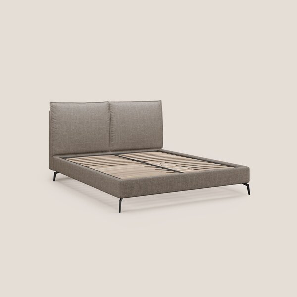 Cloe letto imbottito con piedi in metallo sfoderabile in tessuto fiamm