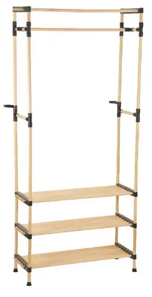 Appendiabiti Attaccapanni Struttura Legno Panca Scarpiera 4 Ripiani Porta Scarpe