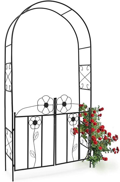 Arco da Giardino per Piante Rampicanti Rose con Cancello Battente in ferro 228cm