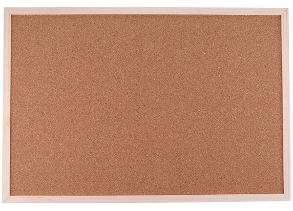 Bacheca in Sughero Rettangolare con Cornice in Legno da Parete 60x40x1.6 cm