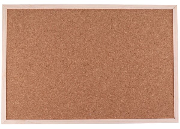 Bacheca in Sughero Rettangolare con Cornice in Legno da Parete 60x40x1.6 cm