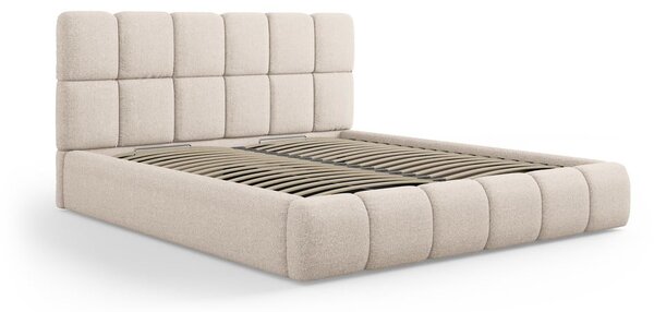 Letto beige imbottito con spazio contenitivo 180x200 cm Bellis – Micadoni Home