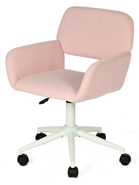 Meubles Cosy Rosa: sedia da ufficio in velluto con rotelle, poltrona girevole a 360° regolabile in altezza per il tempo libero – ROSS