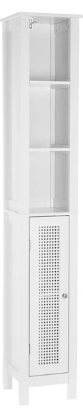 Colonna da Bagno con Mensole Armadio in Legno Colore Bianco 30x28x170H cm