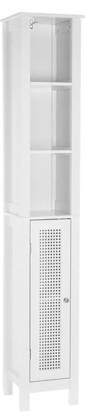 Colonna da Bagno con Mensole Armadio in Legno Colore Bianco 30x28x170H cm