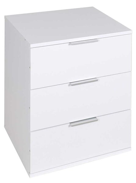 Comodino Mobiletto Cassettiera 3 Cassetti Design Moderno in legno MDF Bianco
