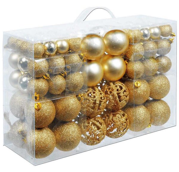 Confezione 100 x Palline Natale Colore ORO Diametro 3/4/6 cm Addobbi Natalizi