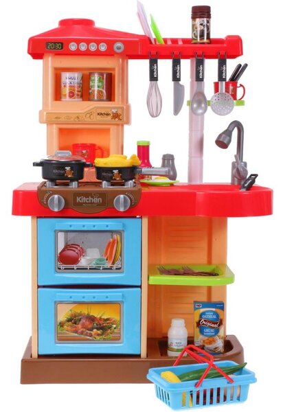 Cucina Giocattolo Bambini Fornello Luci Suoni 30 Accessori Gioco 52x26x72cm