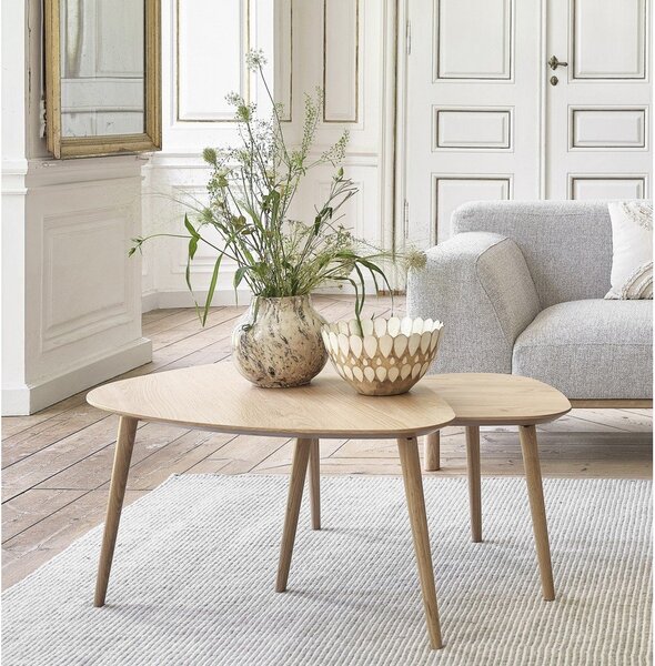 Tavolini in rovere decorato in colore naturale in set di 2 pezzi 70x100 cm Adda - Unique Furniture