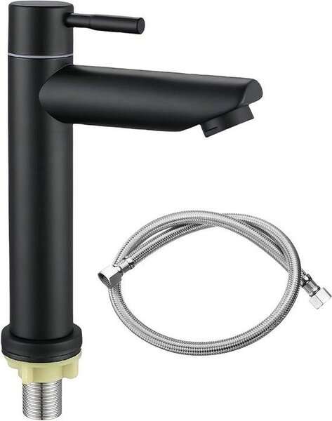 Rubinetto per bagno e WC - Acqua fredda, WC per ospiti, comando monocomando - Attacco rubinetto da 80 cm - Acciaio inossidabile
