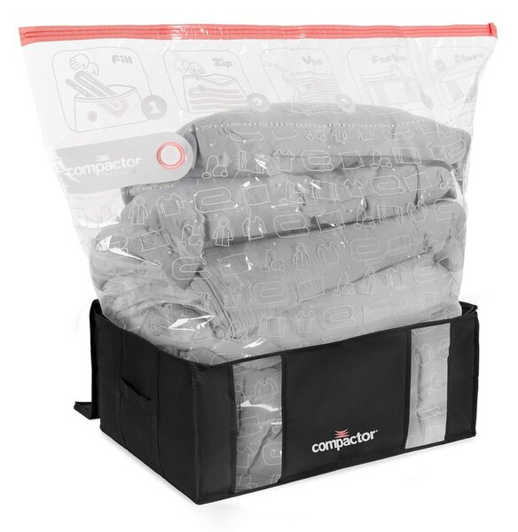 Set di organizer per vestiti sottovuoto/rinforzati in tessuto 2 pz 65x45x27 cm Black Edition – Compactor