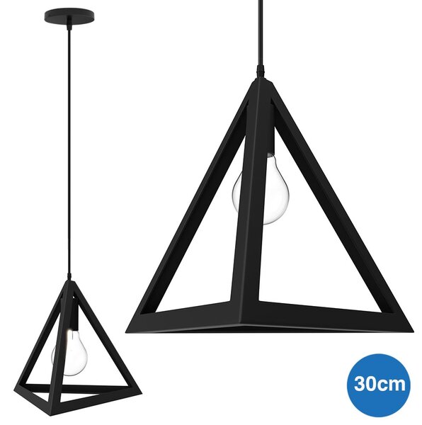 Lampadario Lampada Sospensione Piramide 30cm Design Moderno Paralume Nero