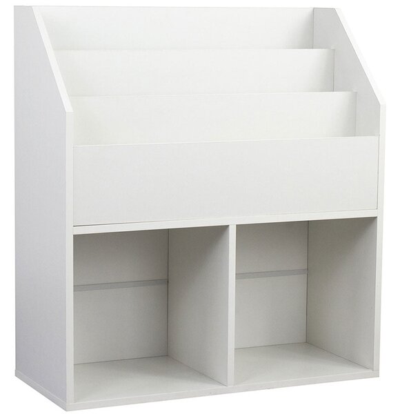 Libreria Cameretta Bambini Legno Scaffale 5 Ripiani Porta Giocattoli Libri Bianco