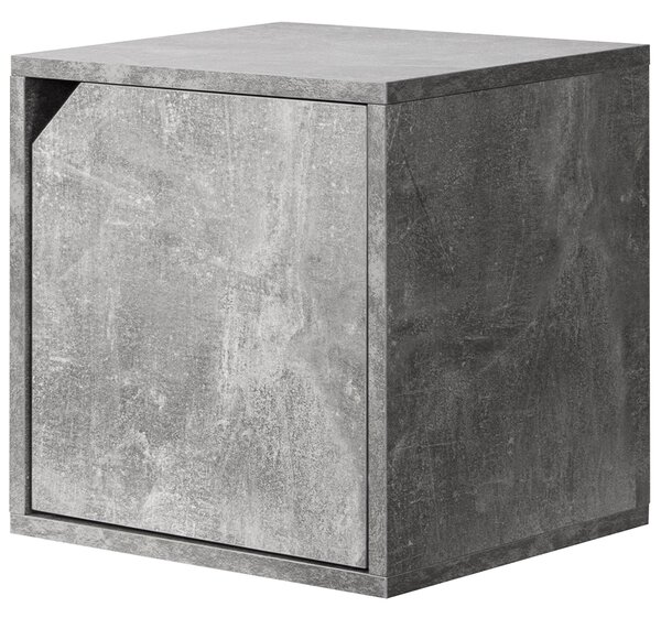 Mensola Cubo con 1 Anta da Parete Scaffale Montaggio Muro Cemento Design Moderno