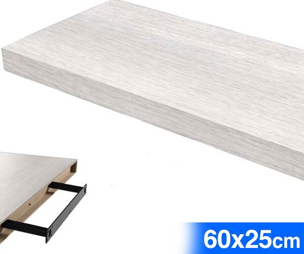 Mensola Parete Rettangolare Scaffale 60x25x4cm Libreria Legno MDF Bianco