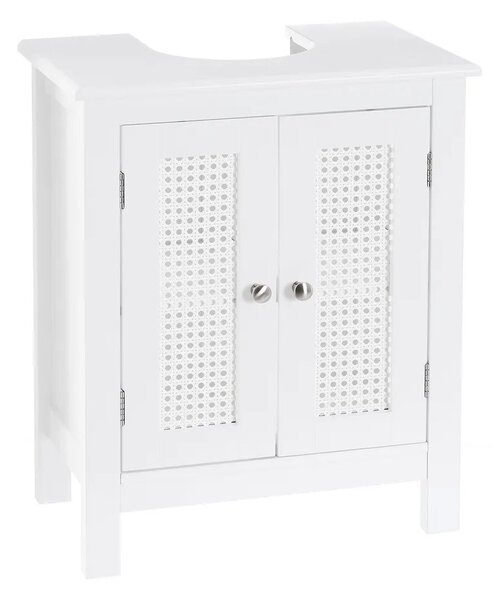 Mobile Sottolavabo da Bagno Sottolavello in Legno Bianco con Mensola 48x30x60 cm