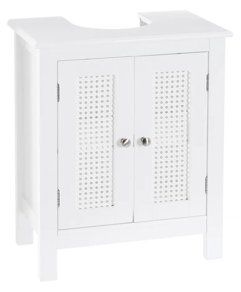 Mobile Sottolavabo da Bagno Sottolavello in Legno Bianco con Mensola 48x30x60 cm