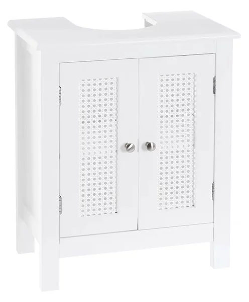 Mobile Sottolavabo da Bagno Sottolavello in Legno Bianco con Mensola 48x30x60 cm