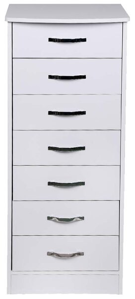 Mobile Cassettiera 7 Cassetti Settimino in legno MDF 46x42x116cm Bianco Moderno