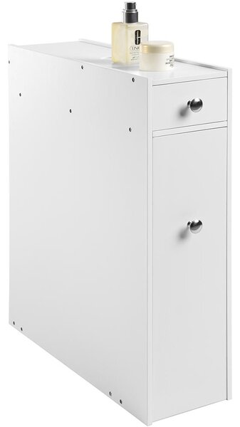 Mobiletto Salvaspazio Bagno Mobile in Legno MDF Bianco con Cassetti 48x16x58cm