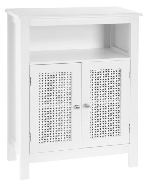 Mobile da Bagno a 2 Ante con Griglia Armadio in Legno Bianco 60x28x80H cm