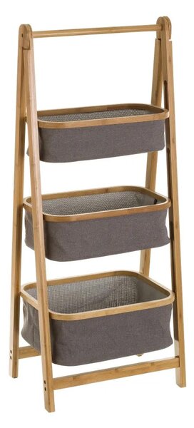 Mobile Bagno Pieghevole 3 Cassetti in Legno di Bambu e Tessuto 45x34x109 cm
