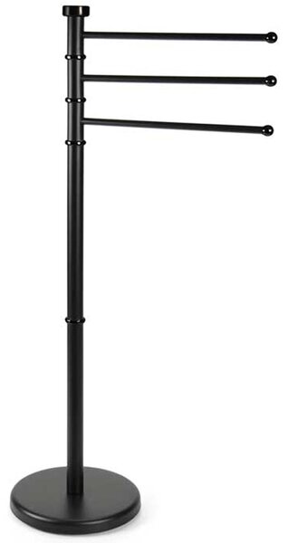 Piantana Portasciugamani Milano da bagno 3 Bracci in Metallo Nero 22x31x85 cm