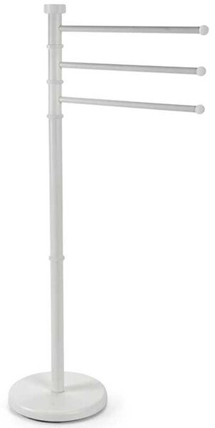 Piantana Portasciugamani Milano da bagno 3 Bracci in Metallo Bianco 22x31x85 cm