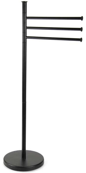 Piantana Portasciugamani Parigi da Bagno 3 Bracci in Metallo Nero 20 x 83 cm