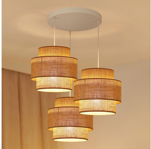 Brilagi - Lampadario a sospensione con filo SPACE YUTE 3xE27/15W/230V beige/bianco