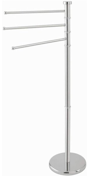 Piantana Portasciugamani Milano da bagno 3 Bracci in Metallo Cromato 22x31x85 cm