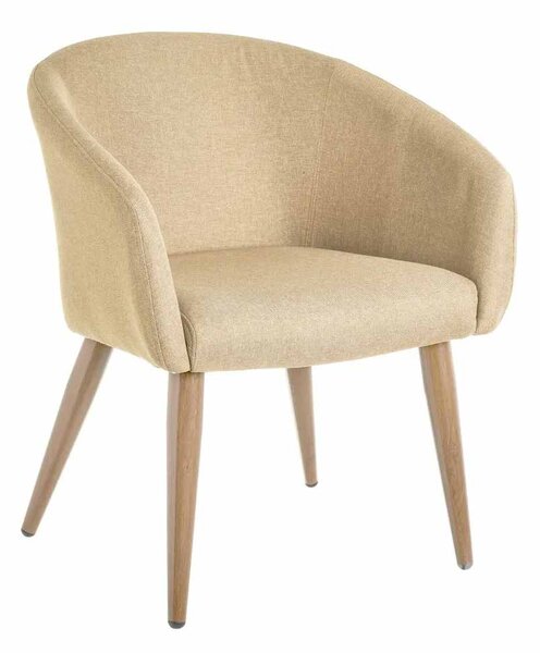 Poltrona Relax in Legno e Tessuto Colore Beige Chiaro Mod. Morla 60x58x77H cm